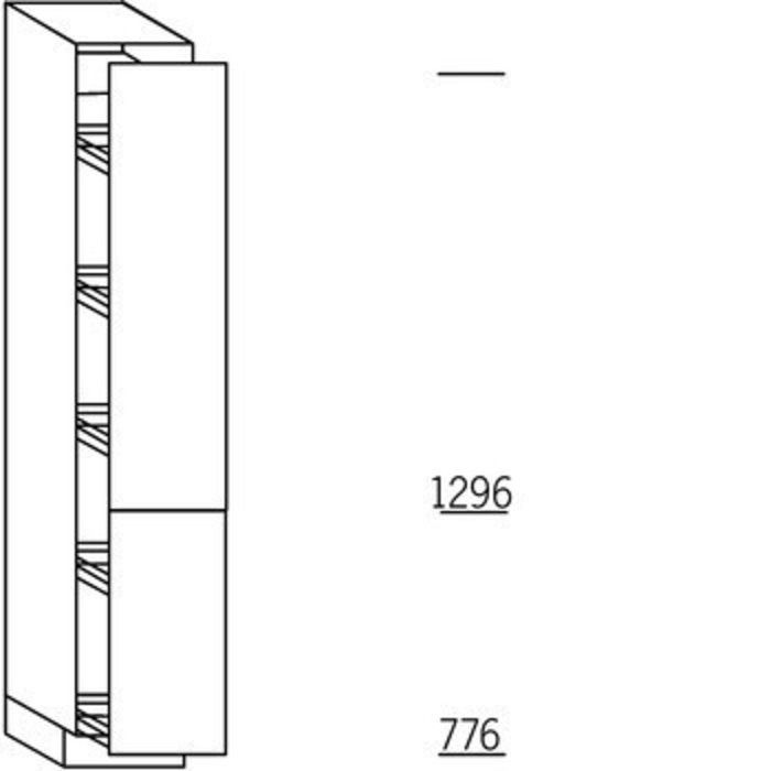 Met greep Hoge apothekerskast 208 cm hoog, 2 gekoppelde deuren, 5 verstelbare inhaaktableau's