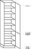 Staande kast 221,0cm korpushoogte, 2 deuren, 1 vaste plank, 6 legplanken
