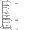 Staande kast 221,0cm hoog, 2 deuren, 2 vaste planken, 2 legplanken, 5 binnenkorven