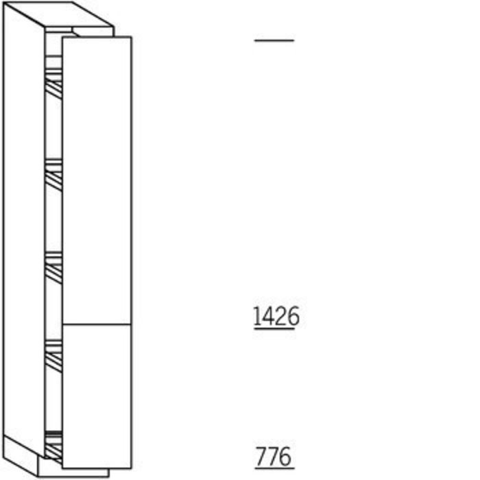 Greep op front Hoge apothekerskast 221 cm hoog, 2 gekoppelde deuren, 5 verstelbare inhaaktableau's