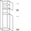 Staande kast 221,0cm korpushoogte, 1 vaste blende, 1 deur, 1 inbouwnis, 1 deur met inbouwnis, 1 legplank