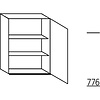 Bovenkast 78,0cm hoog, 1 deur, 2 legplanken