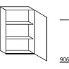 Bovenkast 91,0cm hoog, 1 deur, 2 legplanken