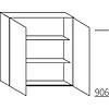 Bovenkast 91,0cm hoog, 2 deuren, 2 legplanken