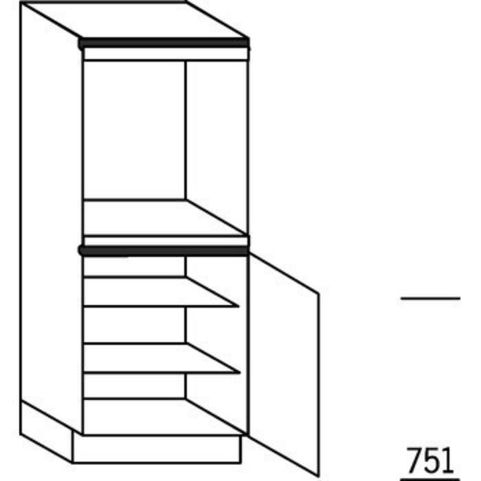 Keukenkast, staande kast 156,0cm korpushoogte, 2 vaste blenden, 1 deur, 2 -