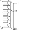 Hoge kast 208 cm hoog, 2 deuren, 5 legplanken