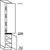 Hoge apothekerskast 208 cm hoog, 1 deur met 4 verstelbare inhaaktableau's, 1 vaste bodem, 1 deur, 2 legplanken