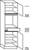 Staande kast 208 cm hoog, 1 deur, 1 vaste blende, 1 inbouwnis, 1 lade, 1 deur, 3 legplanken