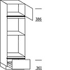 Staande kast 208,0cm korpushoogte, 1 deur, 2 vaste blenden, 2 inbouwnissen, 1 korf