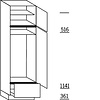 Saande kast 208,0cm korpushoogte, 1 deur, 1 deur met inbouwnis, 1 korf, 1 legplank