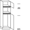 Staande kast 208 cm hoog, 1 deur, 1 inbouwnis, 1 deur met inbouwnis