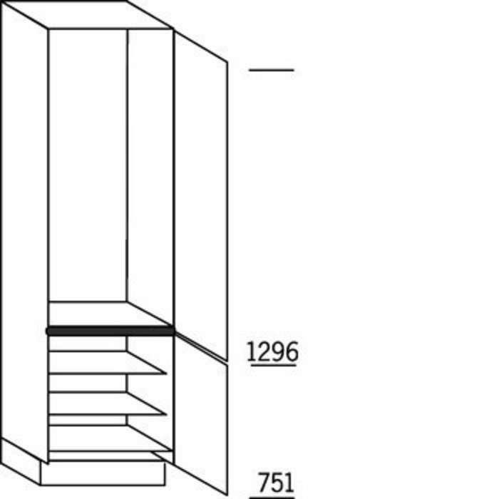 HÄCKER Systemat Hoge keukenkast 208 cm hoog, 1 deur met inbouwnis, 1 deur, 2 legplanken
