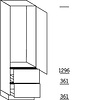 Hoge kast 208 cm hoog, 1 deur met inbouwnis, 2 korven