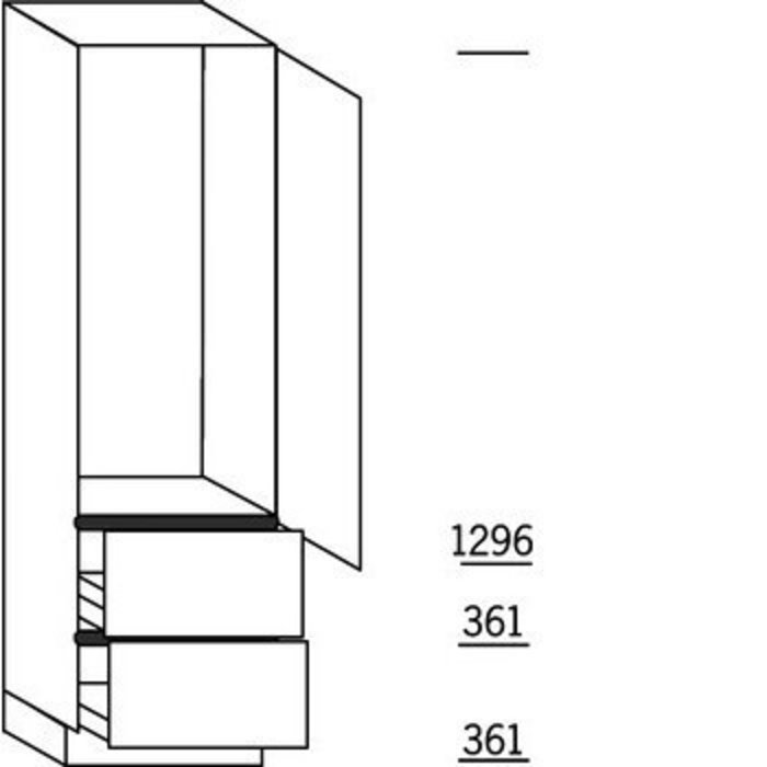 HÄCKER Systemat Hoge keukenkast 208 cm hoog, 1 deur met inbouwnis, 2 korven