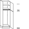 Staande kast 208,0cm korpushoogte, 1 deur, 1 deur met inbouwnis, 1 legplank
