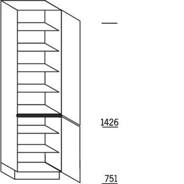 HÄCKER Systemat Hoge keukenkast 221 cm hoog, 2 deuren, 6 legplanken