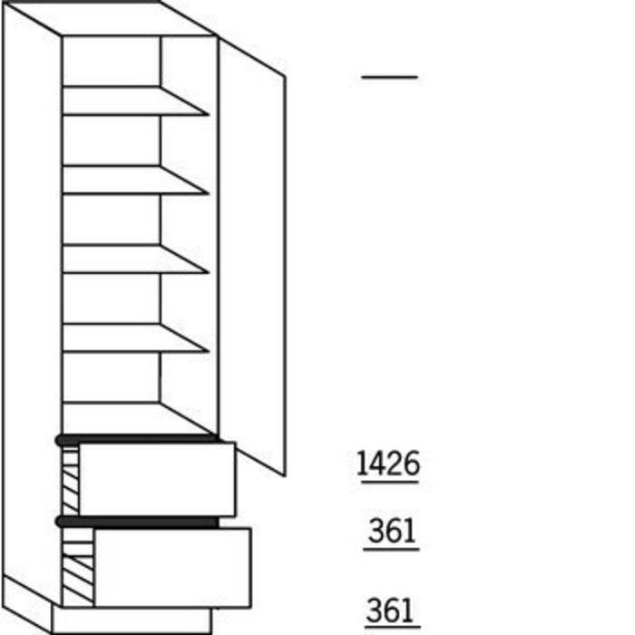 HÄCKER Systemat Hoge keukenkast 221 cm hoog, 1 deur, 2 korven, 4 legplanken