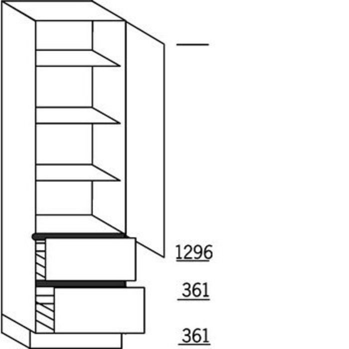 HÄCKER Systemat Hoge keukenkast 208 cm hoog, 1 deur, 2 korven, 3 legplanken