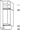 Staande kast 221,0cm korpushoogte, 1 deur, 1 deur met inbouwnis, 1 korf, 1 legplank