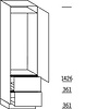 Hoge keukenkast 221 cm hoog, 1 deur met inbouwnis, 2 korven