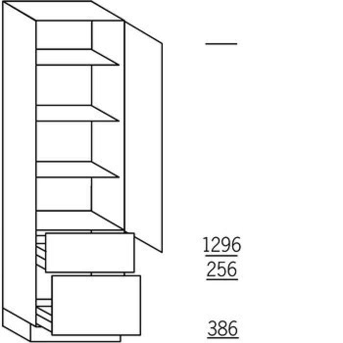 HÄCKER Systemat Hoge keukenkast 195 cm hoog, 1 deur, 1 vaste plank, 3 legplanken, 2 korven