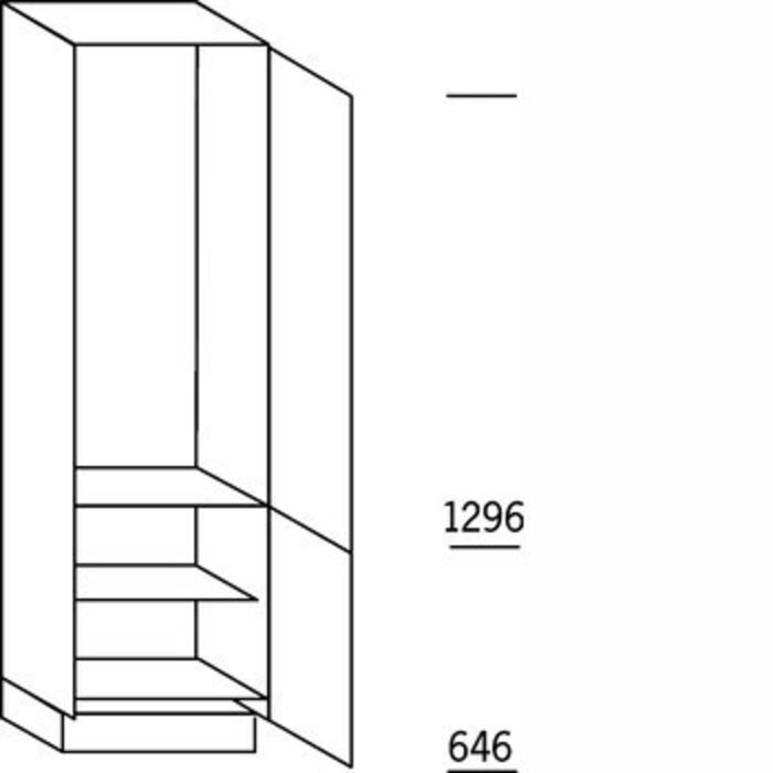 HÄCKER Systemat Hoge keukenkast 195 cm hoog, 1 deur met nis 122,5 cm hoog, 1 deur, 1 legplank