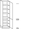 Hoge keukenkast 208 cm hoog, 2 deuren, 1 vaste plank, 5 legplanken