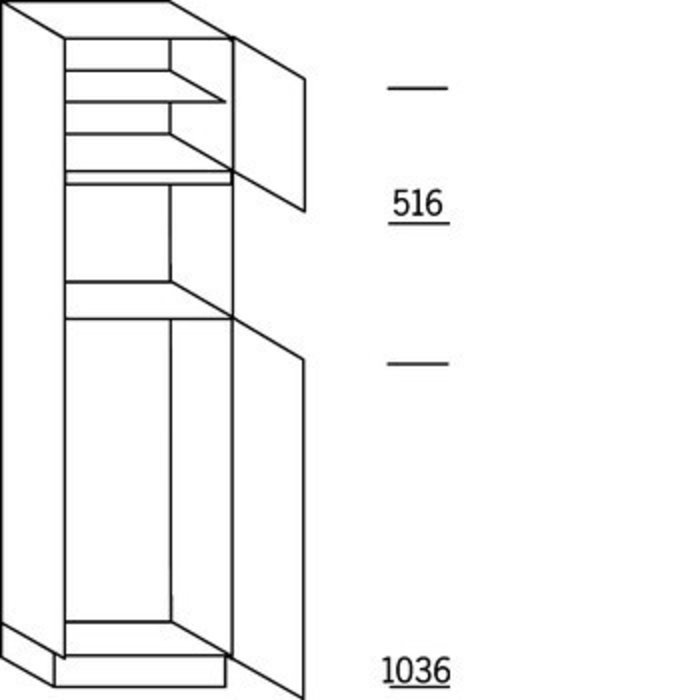 HÄCKER Systemat Hoge keukenkast 208 cm hoog, 1 deur, 1 inbouwnis, 1 deur met inbouwnis, 1 legplank