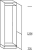 Hoge keukenkast 208 cm hoog, 2 deuren met nis 178 - 194 cm hoog