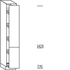 Staande kast 221 cm hoog, 2 gekoppelde deuren, 5 verstelbare inhaaktableau's