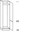 Hoge kast 221 cm hoog, 2 deuren met nis 178 - 194 cm hoog