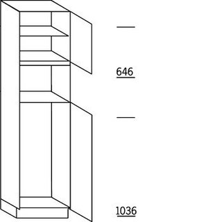 Systemat 'greeploos' Hoge kast voor koeler en oven - hoogte 221 cm