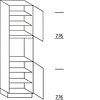 Staande kast 208,0cm korpushoogte, 1 deur, 1 vaste blende, 1 inbouwnis, 1 deur, 4 legplanken