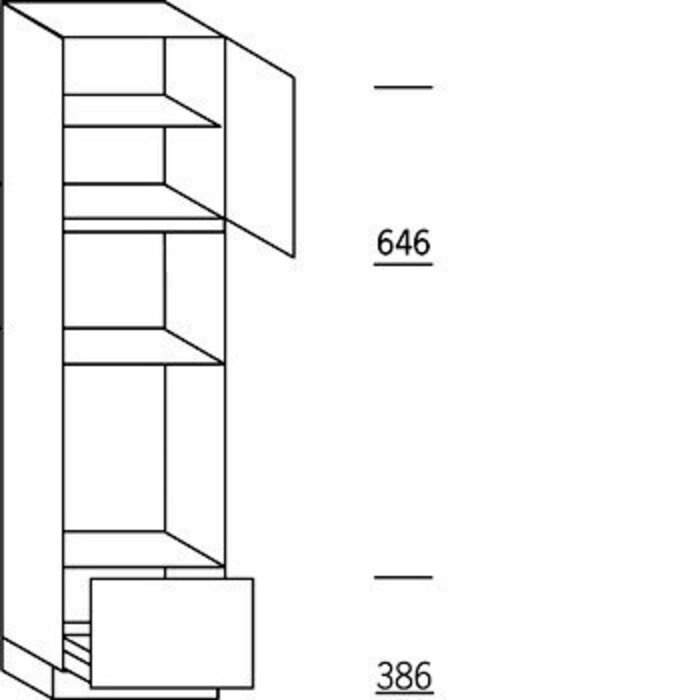 HÄCKER Systemat Hoge keukenkast 221 cm hoog, 1 deur, 2 inbouwnissen, 1 korf, 1 legplank