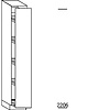 Hoge apothekerskast 221 cm hoog, 1 doorlopende deur, 5 verstelbare inhaaktableau's