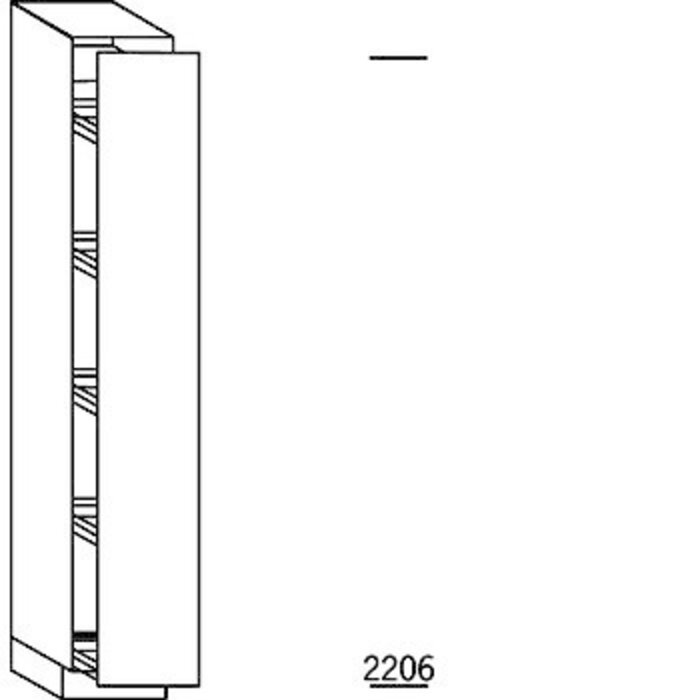 Systemat 'met greep' Hoge apothekerskast 221 cm hoog, 1 doorlopende deur, 5 verstelbare inhaaktableau's