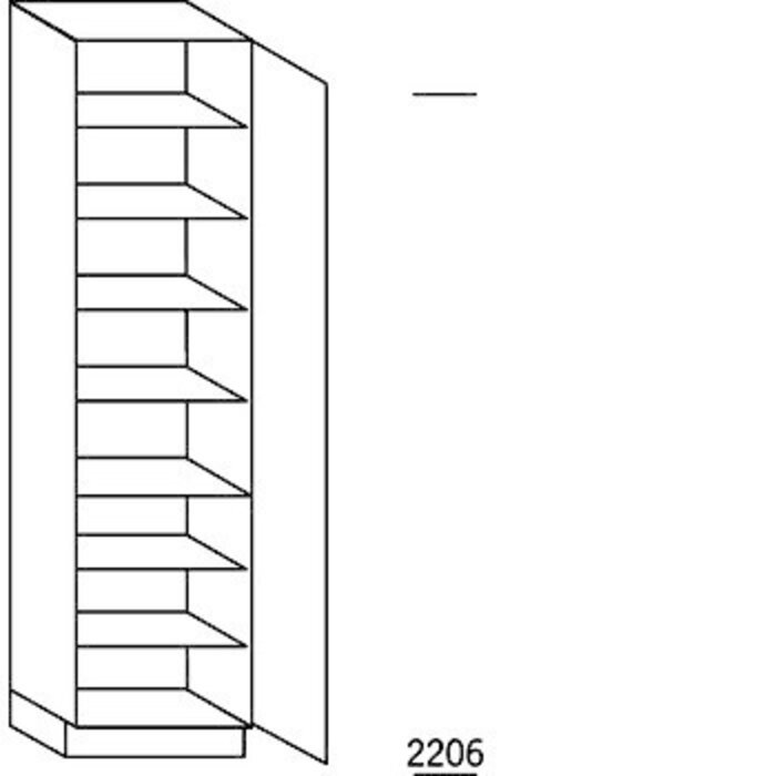 Systemat 'met greep' Hoge keukenkast 221 cm hoog, 1 deur, 1 vaste plank, 6 legplanken