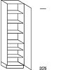Hoge keukenkast 208 cm hoog, 1 deur, 1 vaste plank, 5 legplanken