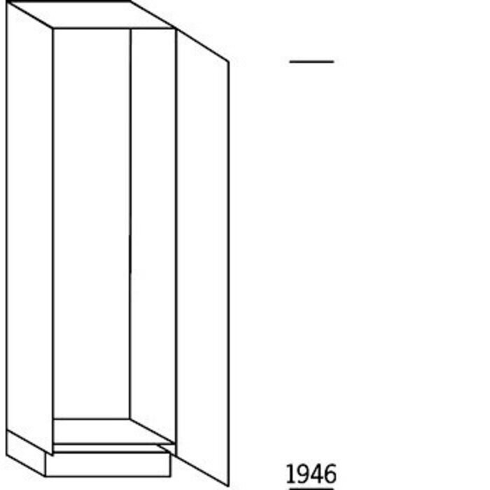 Systemat 'met greep' Hoge keukenkast 195 cm hoog, 1 deur met nis 178 - 179 cm hoog