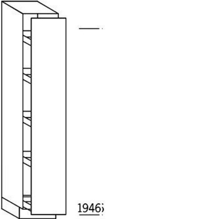 HÄCKER Systemat Hoge apothekerskast 195 cm hoog, 1 doorlopende deur, 5 verstelbare inhaaktableau's