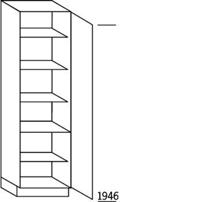 HÄCKER Systemat Hoge keukenkast 195 cm hoog, 1 deur, 1 vaste plank, 4 legplanken