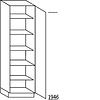 Hoge keukenkast 195 cm hoog, 1 deur, 1 vaste plank, 4 legplanken