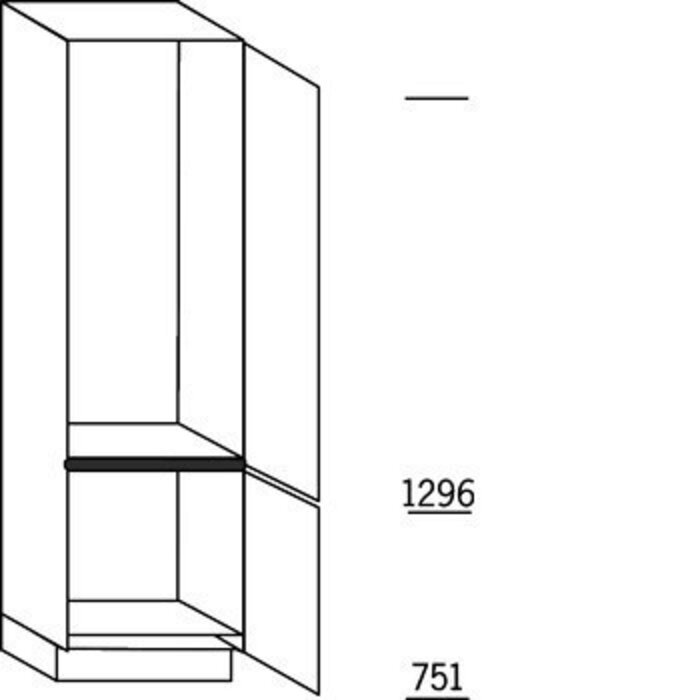 Greeploos Hoge keukenkast 208 cm hoog, 1 deur met inbouwnis, 1 deur met inbouwnis