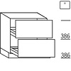 Onderkast voor spoelbak, 1 binnenblende, 1 korf 46,0cm diep, 1 korf 56,0cm diep