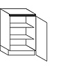 Onderkast, 1 deur tot op de vloer, 2 legplanken