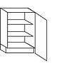 Ondiepe onderkast, 1 deur tot op de vloer, 2 legplanken