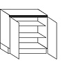 Onderkast, 2 deuren tot op de vloer, 2 legplanken