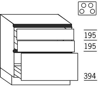 Greeploos Onderkast voor kookplaat - hoogte 84,5 cm