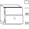 Onderkast voor spoelbak, 1 binnenblende, 1 korf 46,0cm diep, 1 korf 56,0cm diep met Tipmatic softclose