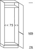 Staande kast 75,0cm breed, 221,0cm korpushoogte, 2 deuren met nis 188,5-194,0cm hoog